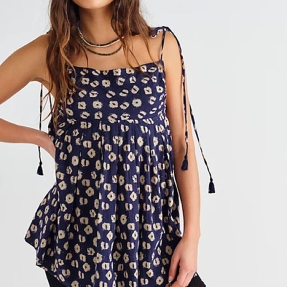 Free People Blue Indigo Combo Molly Floral Tunic S - Picture 5 of 15